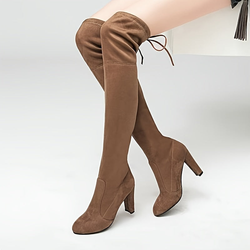Cuissardes Femme, Tige Extensible, Cordon de Serrage – coloris marron clair