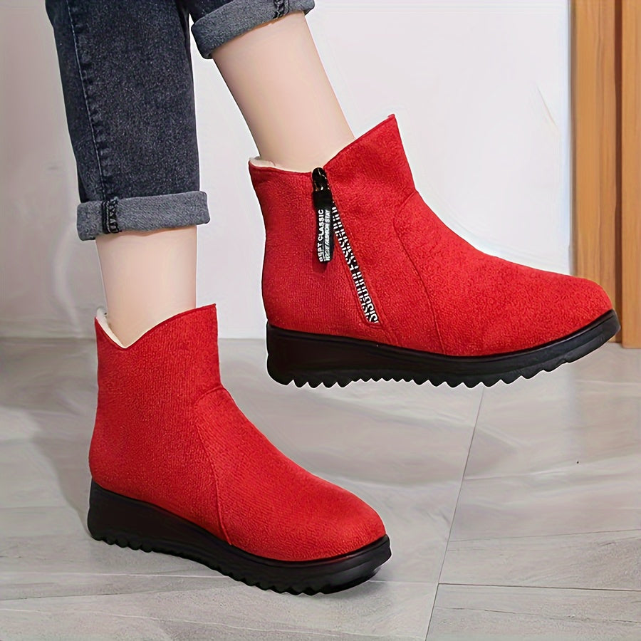 Bottes de Neige Femme Courtes, Aspect Daim, Doublure Peluche, vue 4