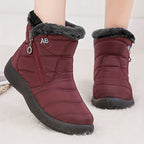 Bottes Femme Zippées, Col Fausse Fourrure, du 35 au 41 – coloris rouge