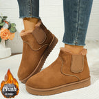 Bottines Chelsea Femme, Col Fausse Fourrure – coloris marron clair