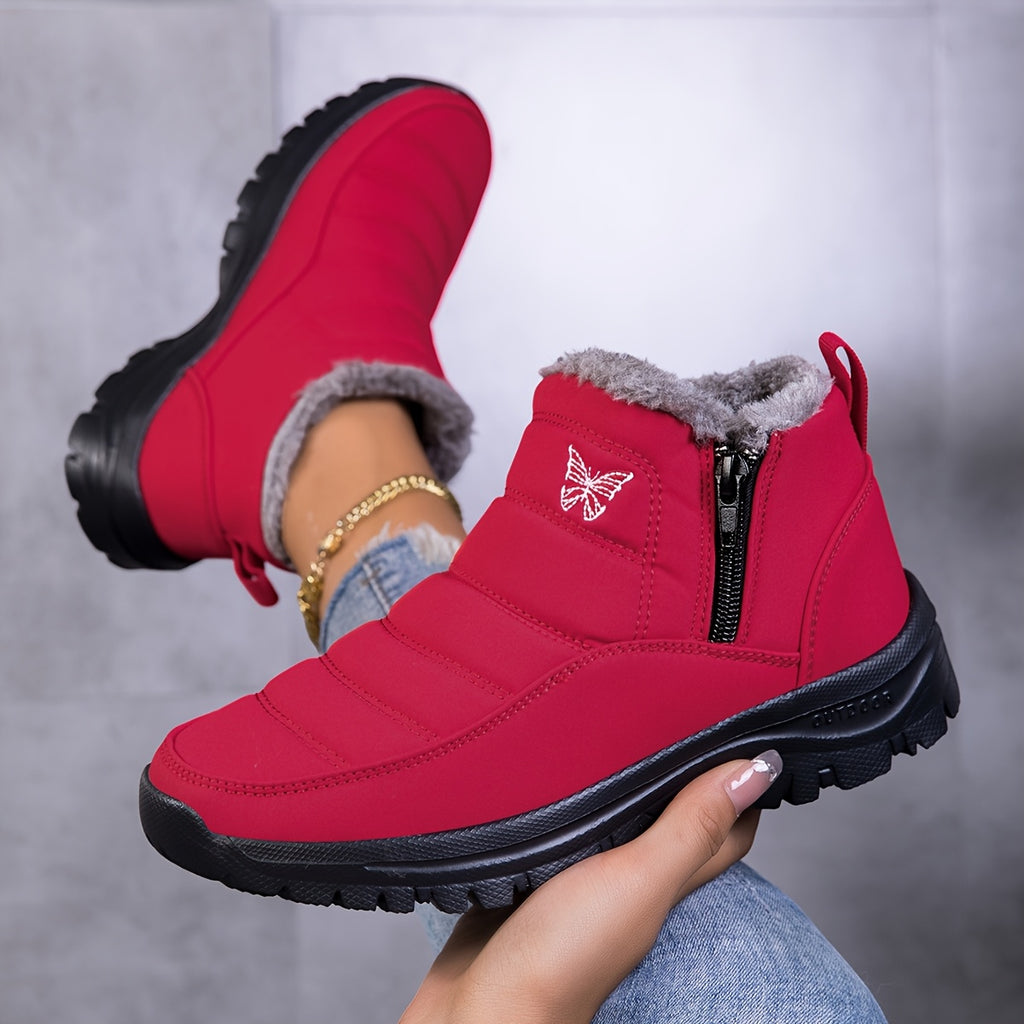 Bottes de Neige Femme, Fermeture Zip – coloris rouge