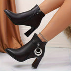 Bottines Femme Similicuir, Bride Triangle, vue 9