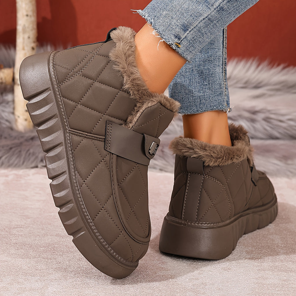 Bottes de Neige Femme Courtes Matelassées, Col Fourrure, vue 14