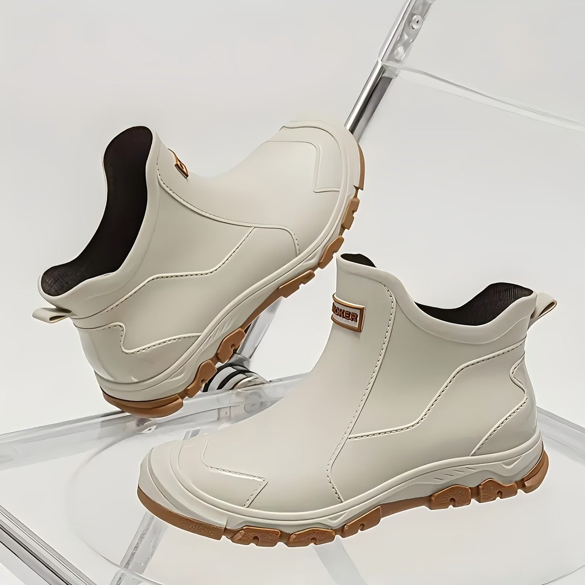 Chaussures de Pluie Femme EVA, Tige Courte, à Enfiler – coloris beige