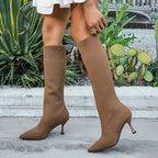 Bottes Hautes Femme en Maille, Talon Aiguille, 6 Coloris, vue 17
