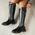 Bottes Cavalières Femme Mollet Large, Similicuir, Fermoir – coloris noir