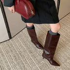 Bottes Hautes Femme Bout Pointu, Similicuir Effet Croco