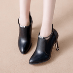 Bottines Femme Talon Aiguille, Similicuir, Bride Strass, vue 3