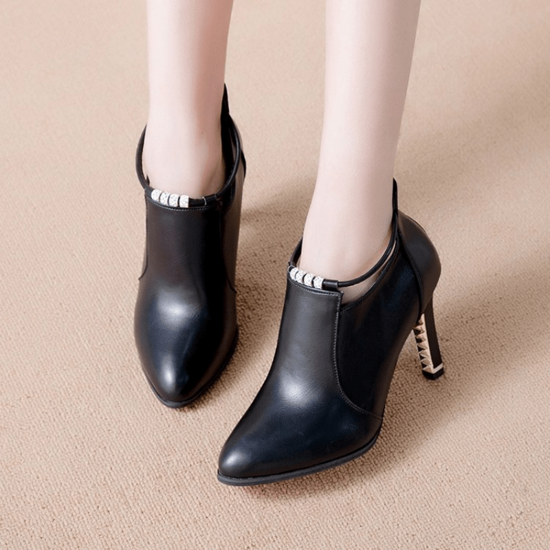 Bottines Femme Talon Aiguille, Similicuir, Bride Strass, vue 3