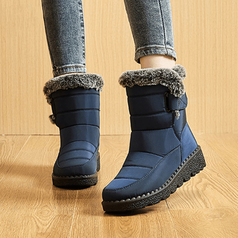 Bottes de Neige Femme Courtes, Col Fourrure, Bride, vue 2