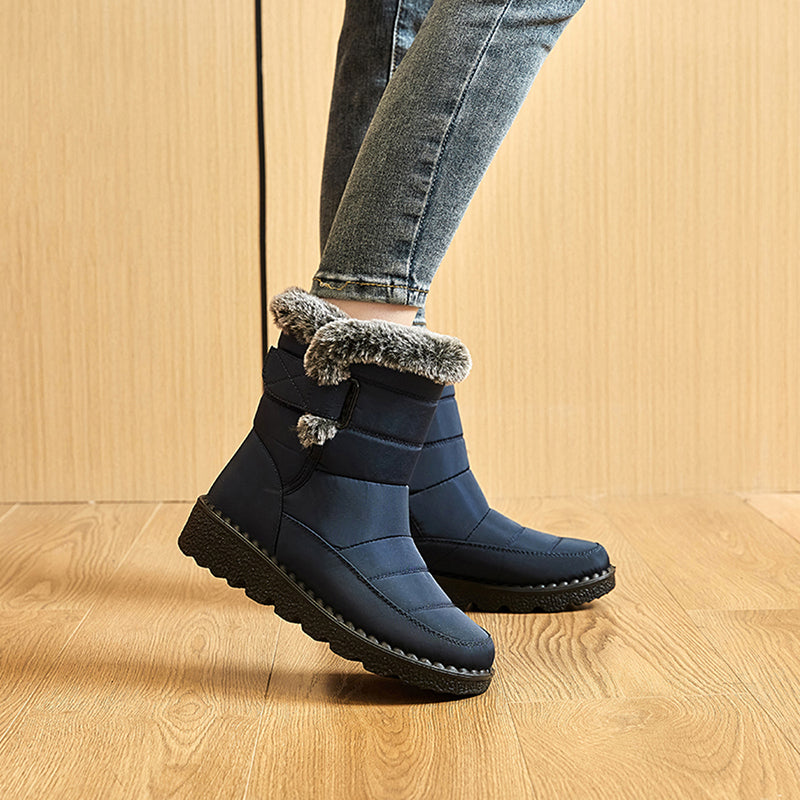 Bottes de Neige Femme Courtes, Col Fourrure, Bride, vue 3