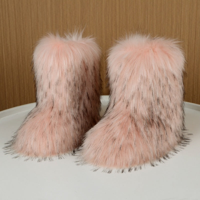 Bottes de Neige Femme Fausse Fourrure, Sans Fermeture – coloris rose