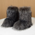 Bottes de Neige Femme Fausse Fourrure, Sans Fermeture – coloris gris foncé, vue 2