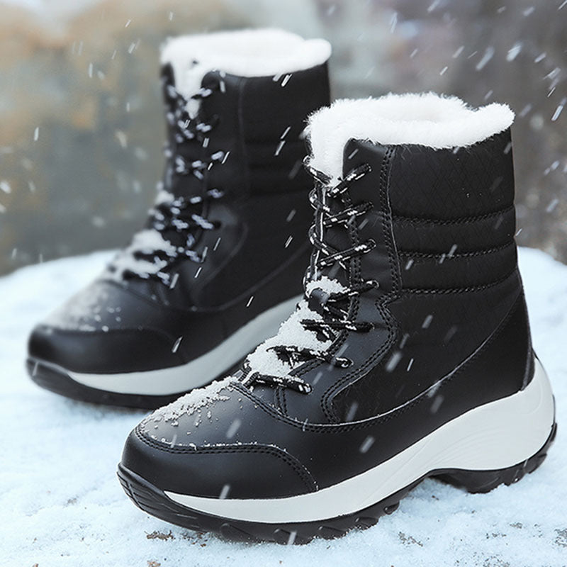 Bottes de Neige Femme Mi-Hautes à Lacets, 4 Coloris, vue 3