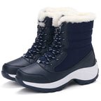 Bottes de Neige Femme Mi-Hautes à Lacets, 4 Coloris – coloris bleu