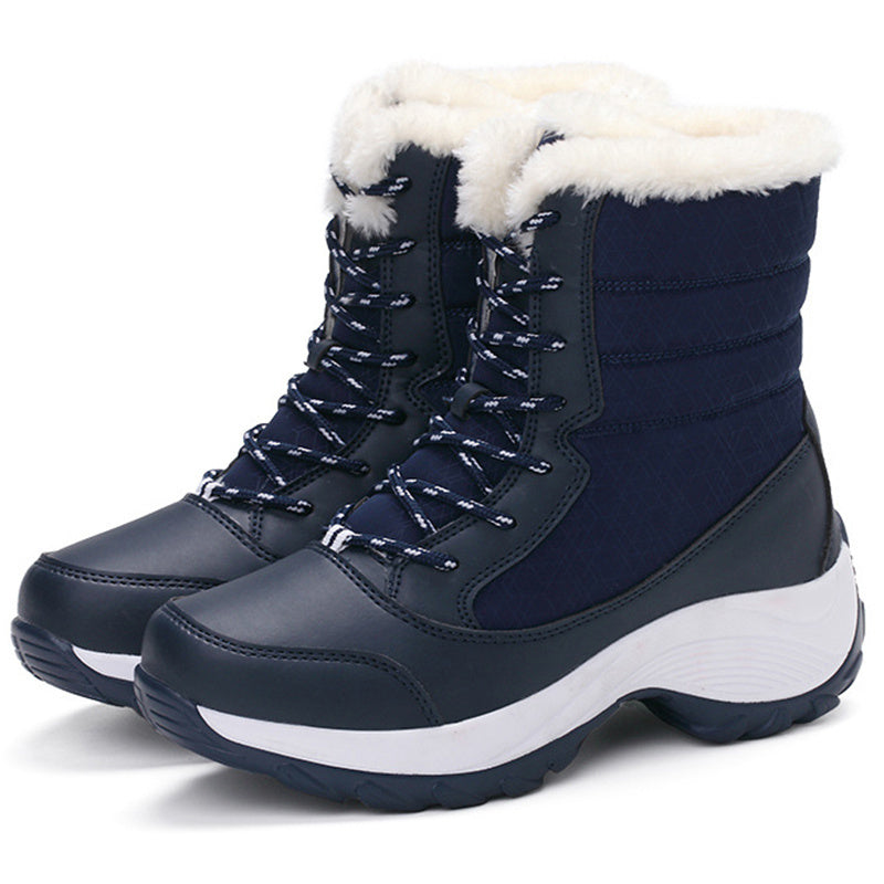 Bottes de Neige Femme Mi-Hautes à Lacets, 4 Coloris – coloris bleu