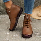 Bottes à Lacets Femme Cheville, Simili Cuir – coloris marron clair