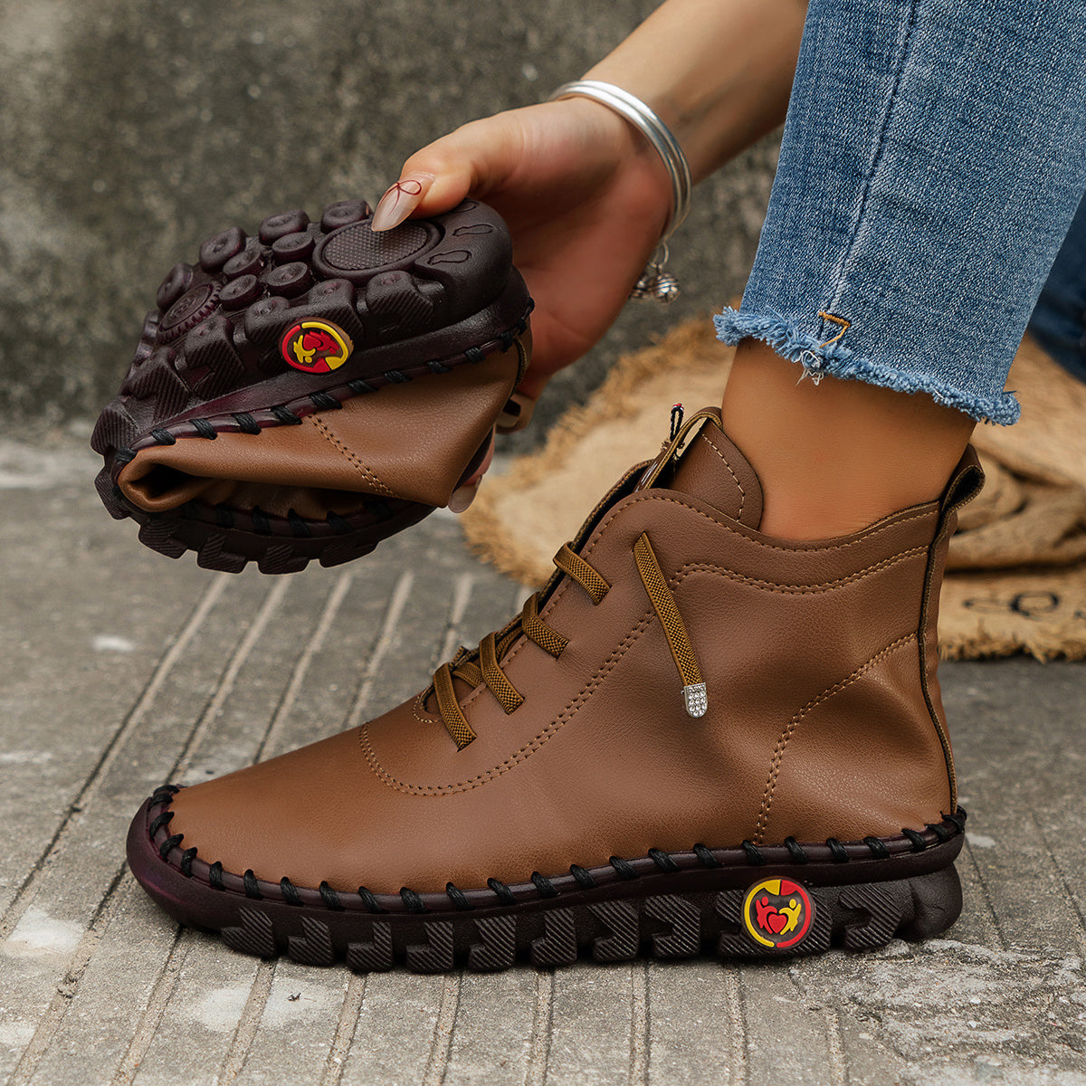 Bottes à Lacets Femme Cheville, Simili Cuir, vue 13