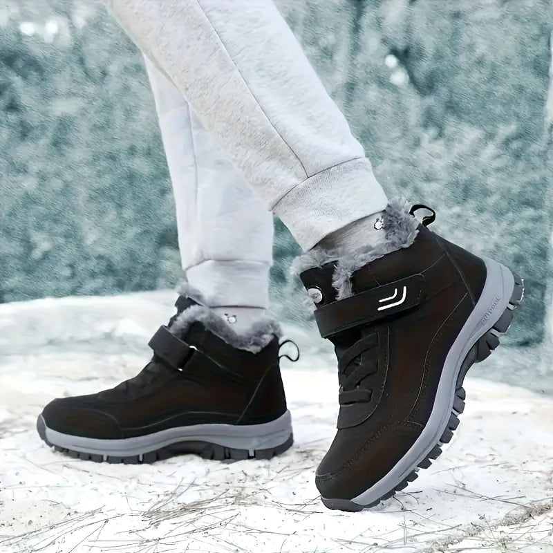 Bottes de Neige Unisexe, Scratch et Lacets, Doublure Peluche, vue 2