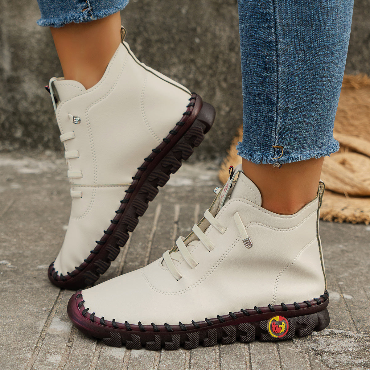 Bottes à Lacets Femme Cheville, Simili Cuir, vue 2
