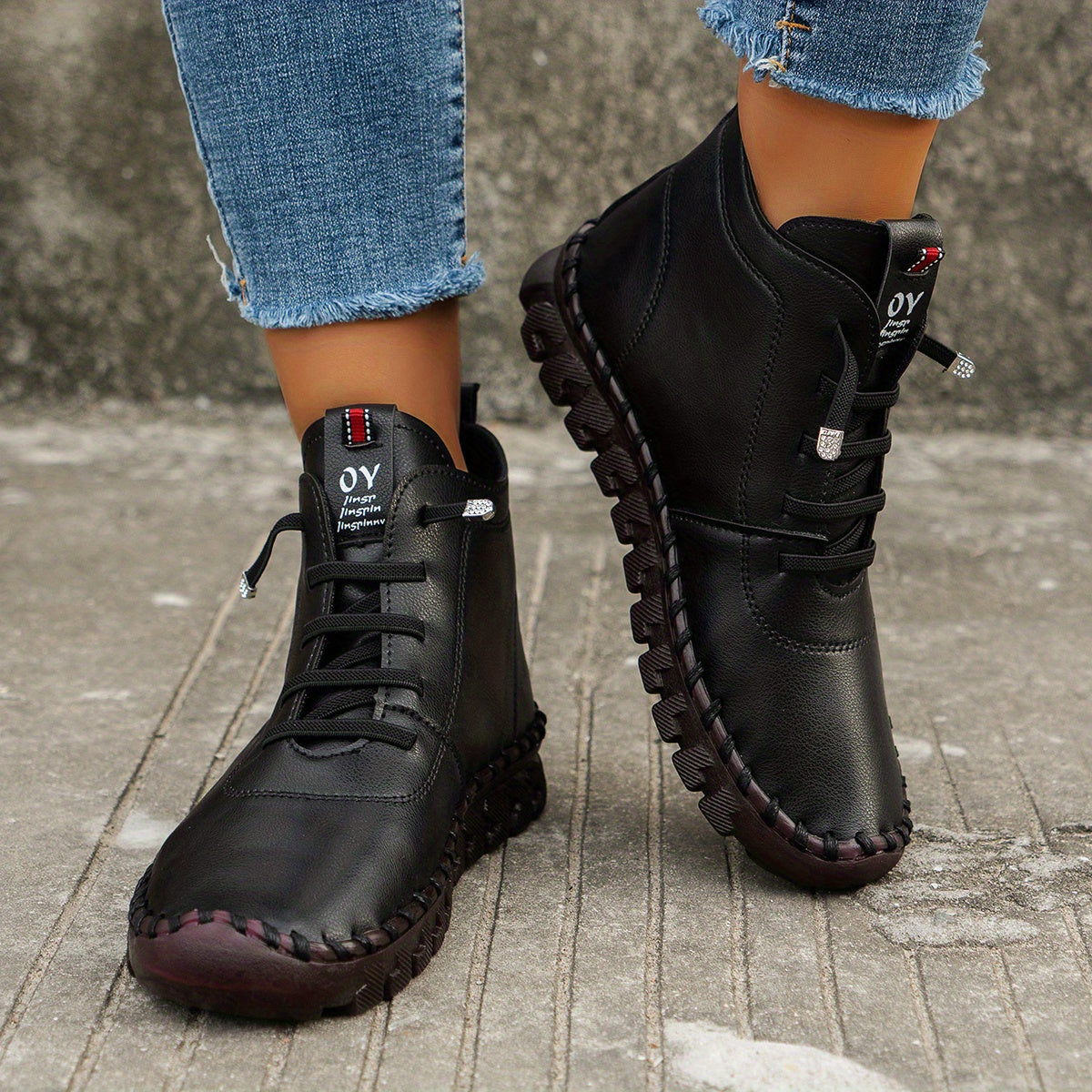 Bottes à Lacets Femme Cheville, Simili Cuir, vue 4