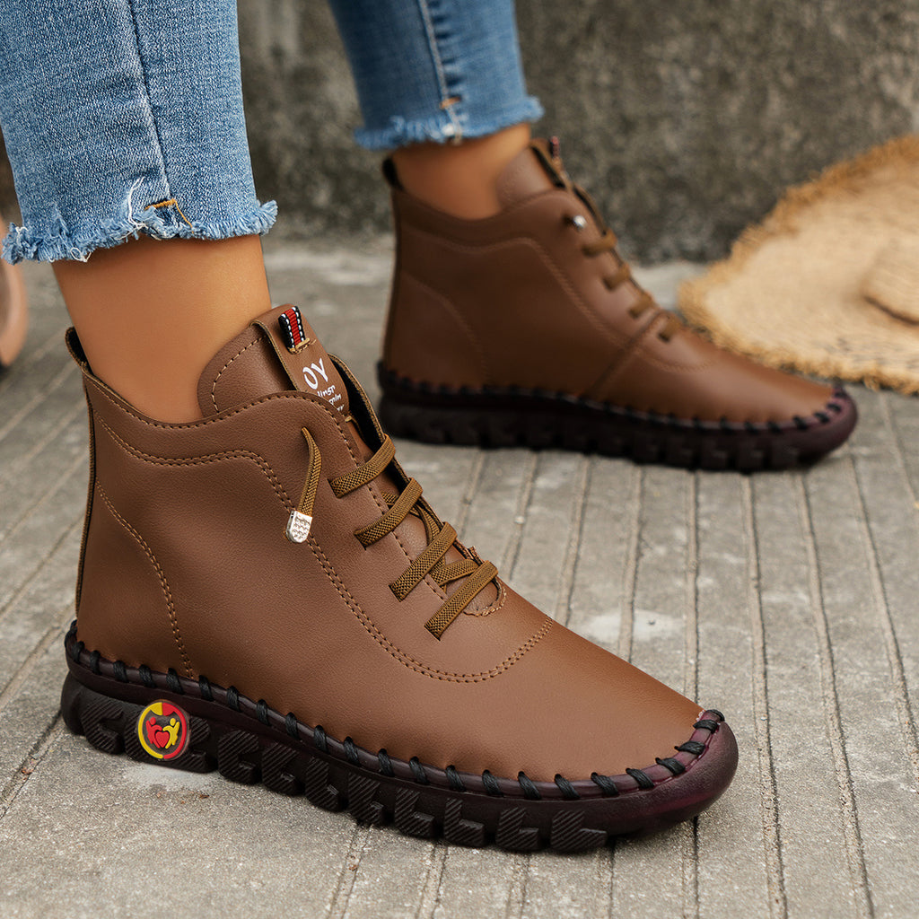 Bottes à Lacets Femme Cheville, Simili Cuir, vue 7
