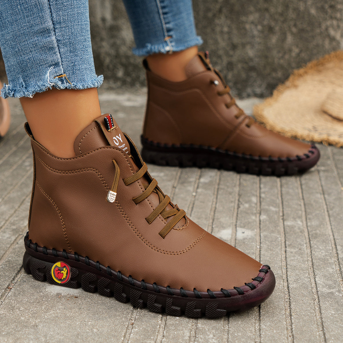 Bottes à Lacets Femme Cheville, Simili Cuir, vue 7