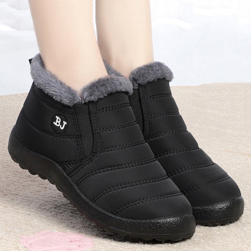 Bottes Plates Femme à Enfiler, Col Fausse Fourrure, vue 4
