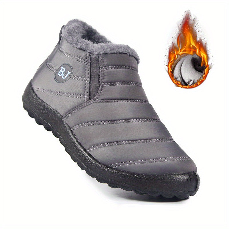 Bottes Plates Femme à Enfiler, Col Fausse Fourrure – coloris gris