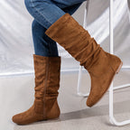 Bottines Femme Zip Latéral, Talon Plat – coloris cannelle