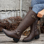 Bottes Cavalières Femme Hautes, Bride à Boucle, 3 Coloris – coloris marron foncé