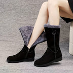 Bottes Mi-Mollet Femme, Col Fausse Fourrure, vue 6