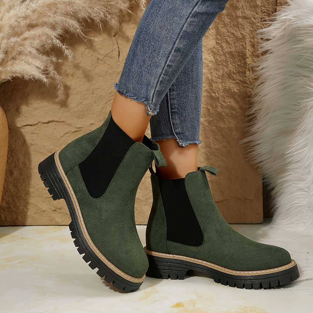 Bottines Chelsea Femme Semelle Crantée, Aspect Daim, vue 17