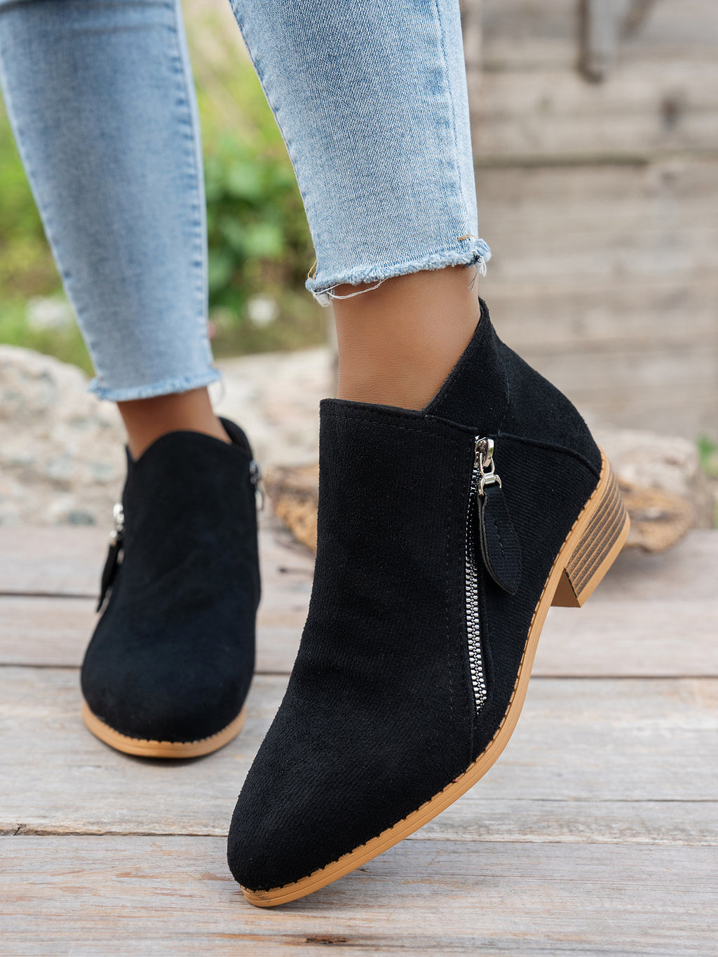 Bottines Femme Bout Pointu, Zip Décoratif, vue 4
