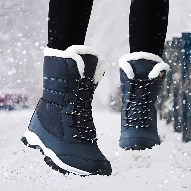 Bottes de Neige Femme Mi-Hautes à Lacets, 4 Coloris, vue 2