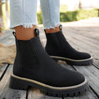 Bottes Chelsea Femme Similicuir Mat, Semelle Crantée