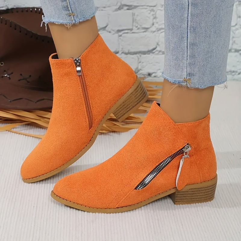 Bottines Femme Talon Plateforme, Bout Pointu – coloris orange