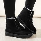 Bottines Femme à Lacets, Revers Fourré – coloris noir