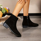 Bottines Femme Zippées, Microfibre Aspect Daim, Talon 4 cm