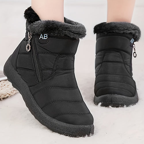 Bottes d'Hiver Femme Matelassées, Fermeture Zip – coloris noir