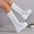 Cuissardes Femme Similicuir, Brides Métal, vue 14