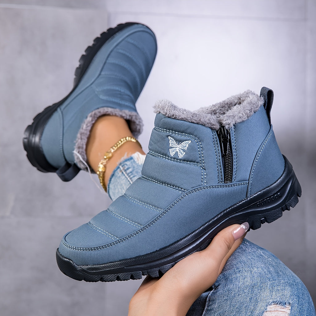 Bottines Femme Fourrées, Fermeture Zip, Bout Rond – coloris gris