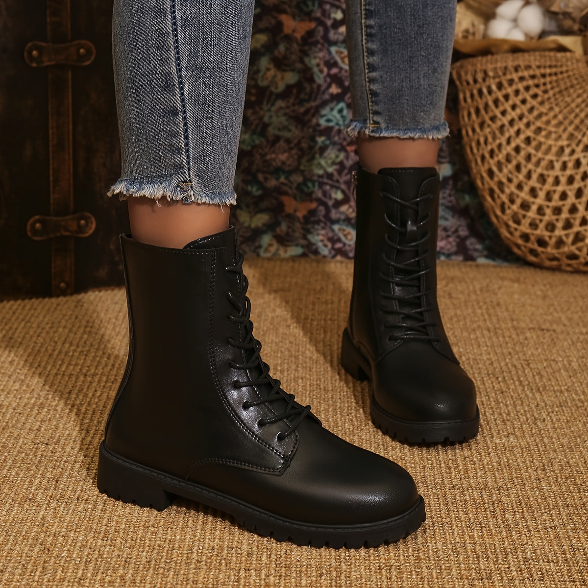 Bottes Motardes Femme, Lacets et Fermeture Zip, vue 6