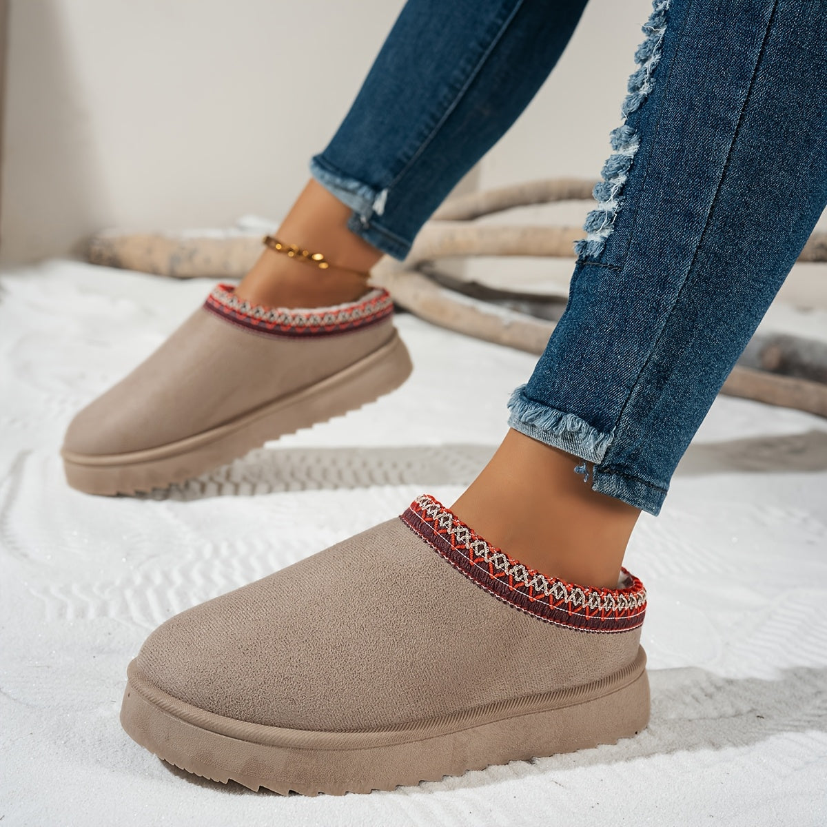 Chaussons Bottes Femme Tissu, Doublure Polaire, vue 9