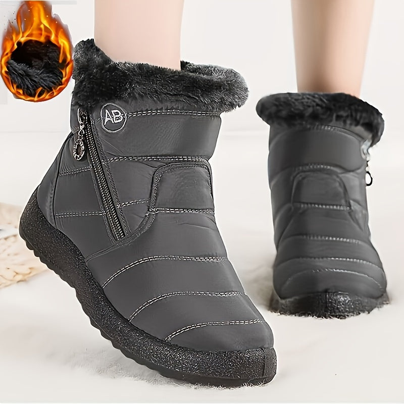 Bottes Femme Zippées, Col Fausse Fourrure, 5 Coloris – coloris gris