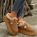 Chausson Botte Femme Aspect Daim, Col Peluche, Boucle, vue 5
