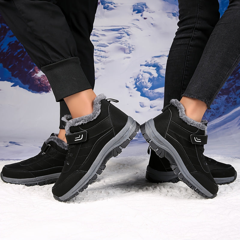 Bottines Chaudes Femme, Auto-Agrippantes, Col Peluche – coloris noir