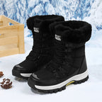 Bottes de Neige Femme, Tissu Enduit, Col Fourrure – coloris noir