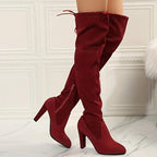Cuissardes Femme Flanelle, Talon Haut – coloris rouge