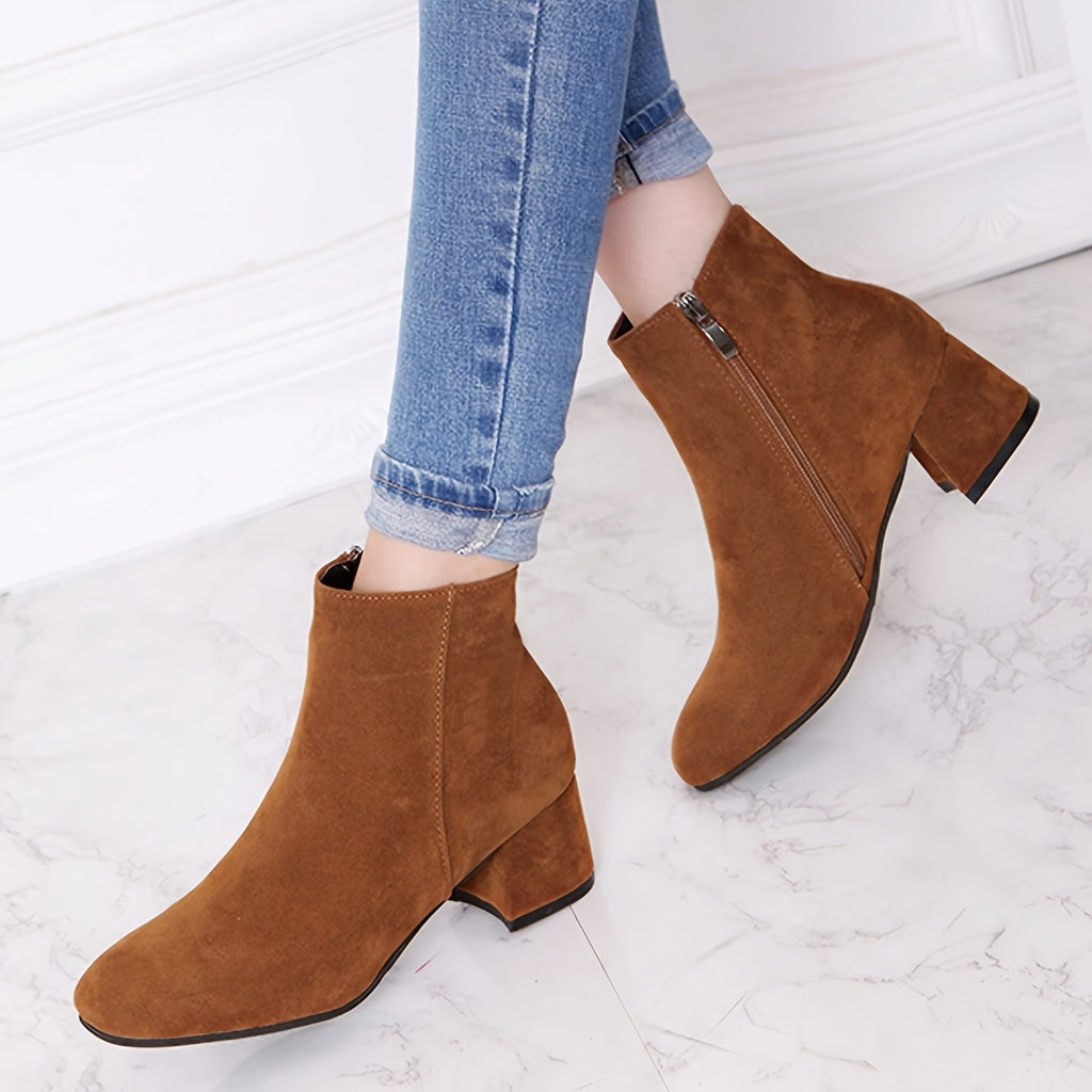 Bottines Femme Marron Foncé, Fermeture Zip Latérale, vue 9